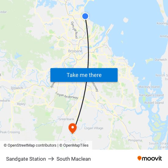 Sandgate Station to South Maclean map