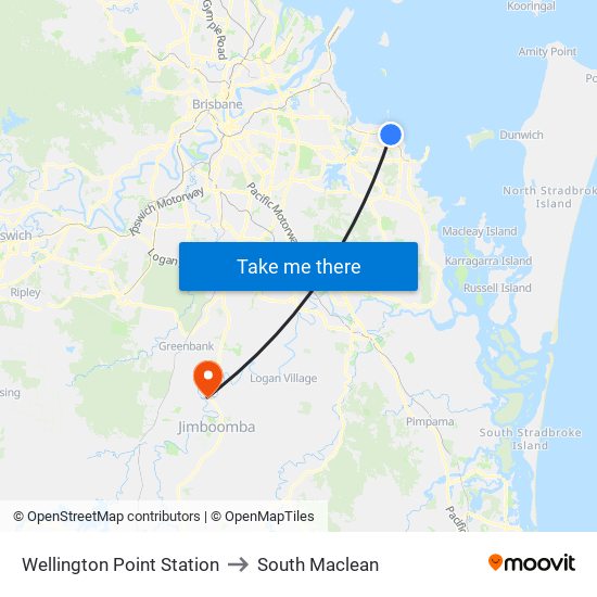 Wellington Point Station to South Maclean map