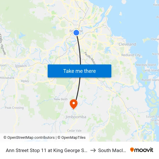 Ann Street Stop 11 at King George Square to South Maclean map