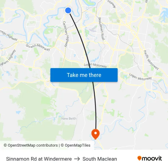 Sinnamon Rd at Windermere to South Maclean map