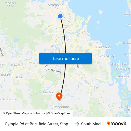Gympie Rd at Brickfield Street, Stop 45/44 to South Maclean map