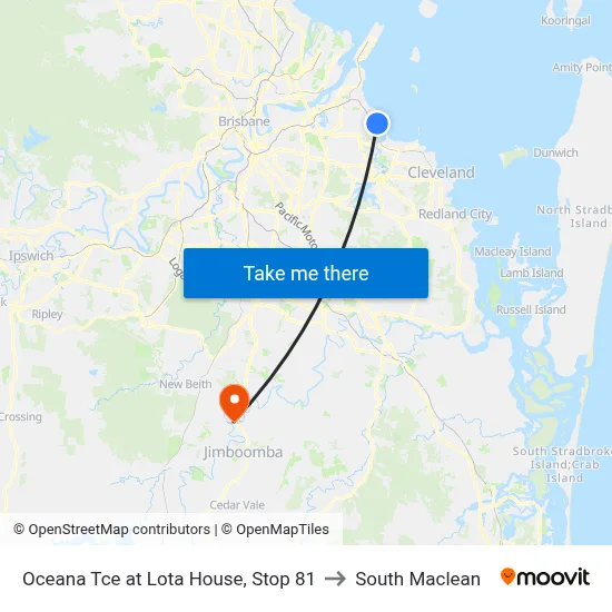Oceana Tce at Lota House, Stop 81 to South Maclean map