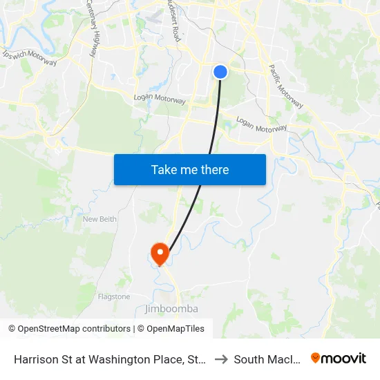 Harrison St at Washington Place, Stop 90 to South Maclean map