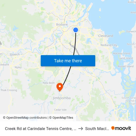 Creek Rd at Carindale Tennis Centre, Stop 46 to South Maclean map