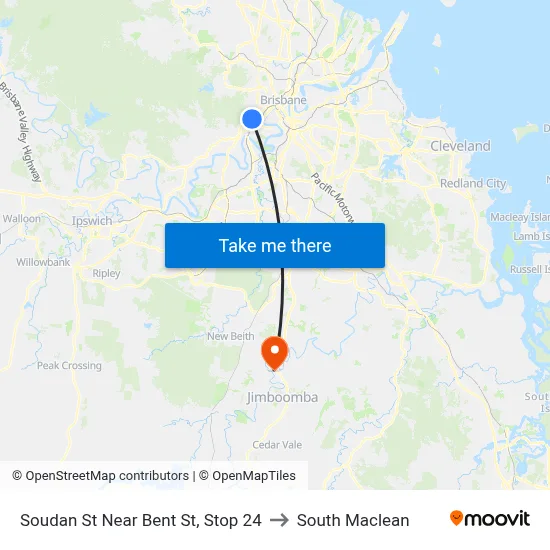 Soudan St Near Bent St, Stop 24 to South Maclean map