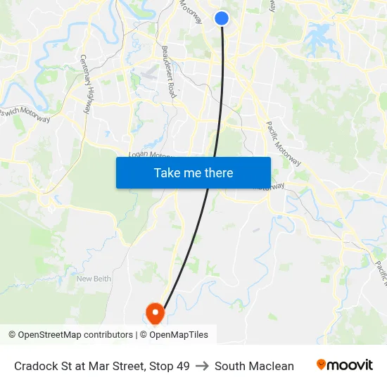 Cradock St at Mar Street, Stop 49 to South Maclean map