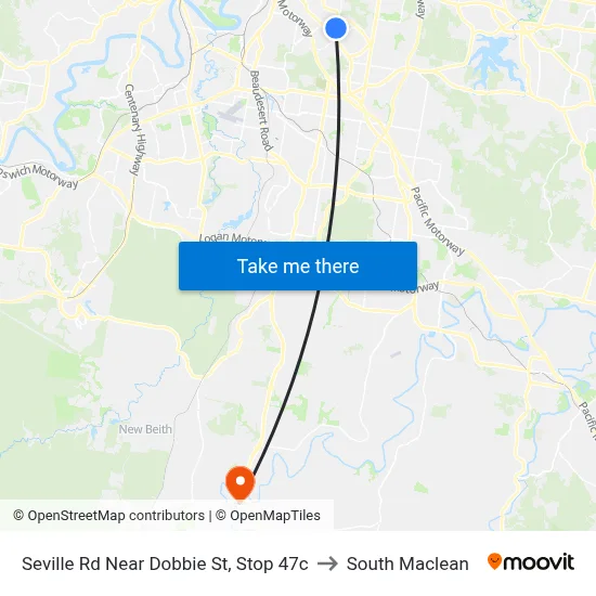 Seville Rd Near Dobbie St, Stop 47c to South Maclean map