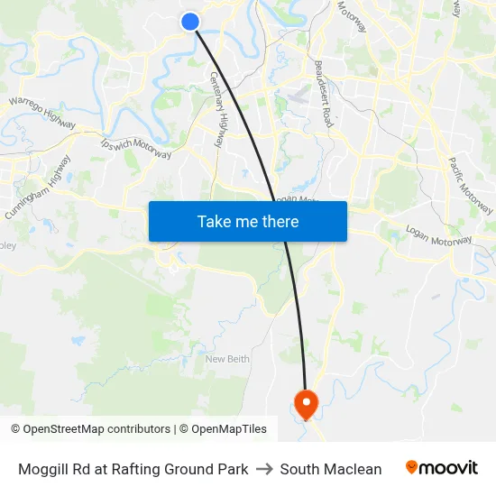 Moggill Rd at Rafting Ground Park to South Maclean map