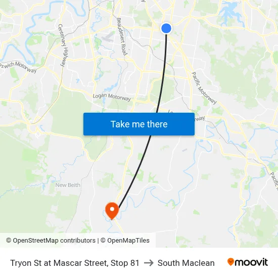 Tryon St at Mascar Street, Stop 81 to South Maclean map