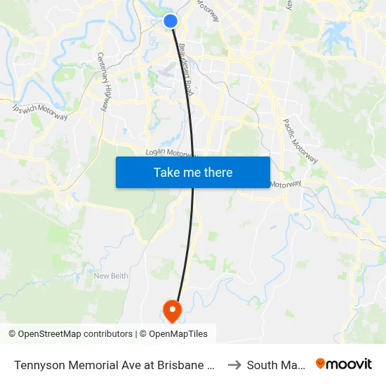 Tennyson Memorial Ave at Brisbane Golf, Stop 36 to South Maclean map