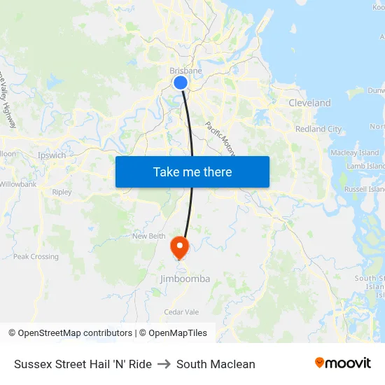 Sussex Street Hail 'N' Ride to South Maclean map