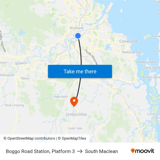 Boggo Road Station, Platform 3 to South Maclean map