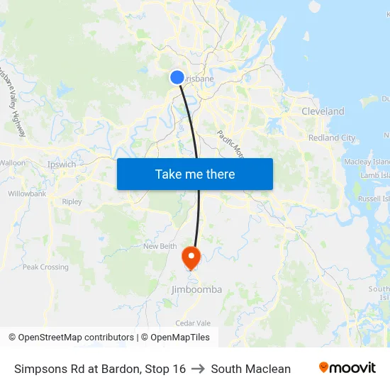 Simpsons Rd at Bardon, Stop 16 to South Maclean map