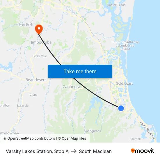 Varsity Lakes Station, Stop A to South Maclean map
