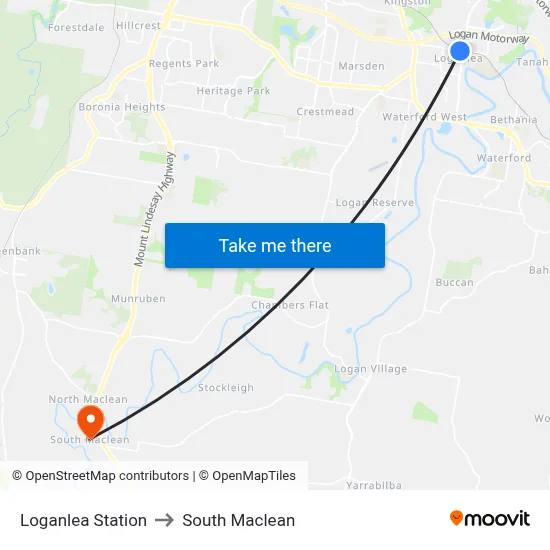 Loganlea Station to South Maclean map