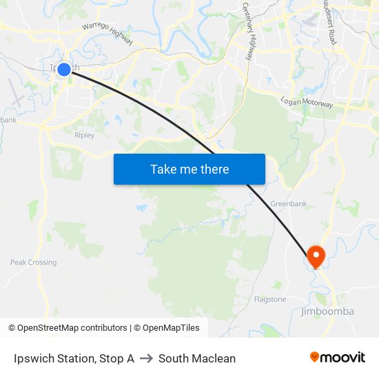 Ipswich Station, Stop A to South Maclean map