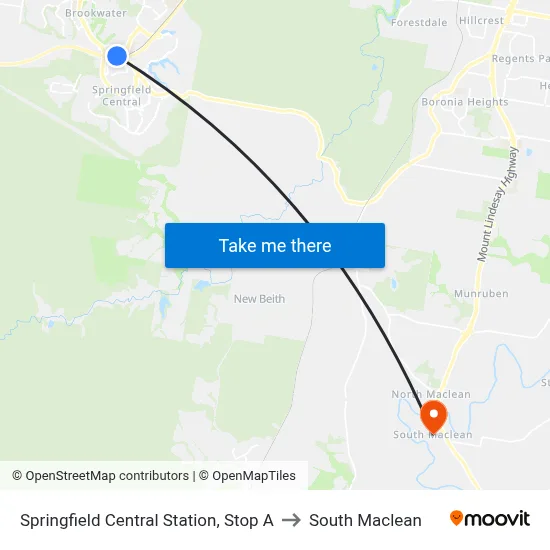 Springfield Central Station, Stop A to South Maclean map