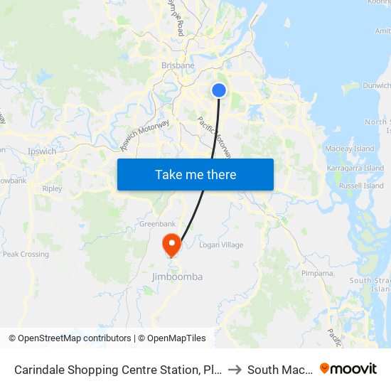 Carindale Shopping Centre Station, Platform D to South Maclean map