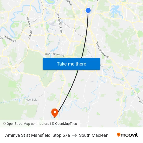 Aminya St at Mansfield, Stop 67a to South Maclean map