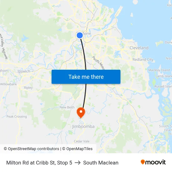 Milton Rd at Cribb St, Stop 5 to South Maclean map