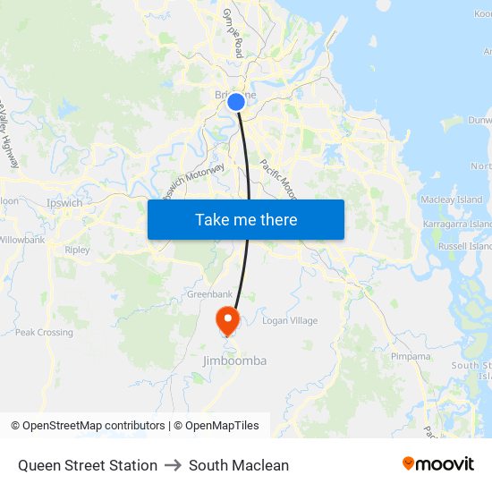 Queen Street Station to South Maclean map