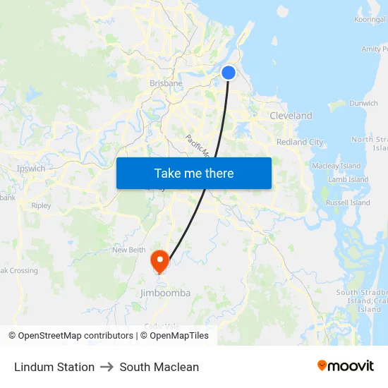 Lindum Station to South Maclean map