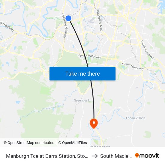 Manburgh Tce at Darra Station, Stop B to South Maclean map