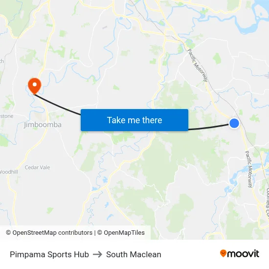 Pimpama Sports Hub to South Maclean map