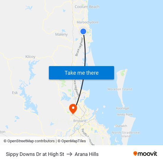 Sippy Downs Dr at High St to Arana Hills map