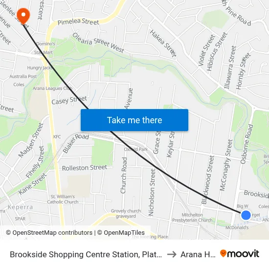 Brookside Shopping Centre Station, Platform A to Arana Hills map