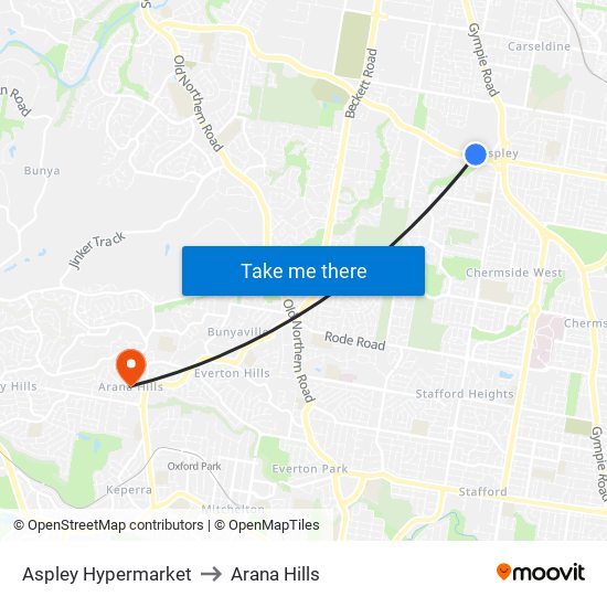 Aspley Hypermarket to Arana Hills map