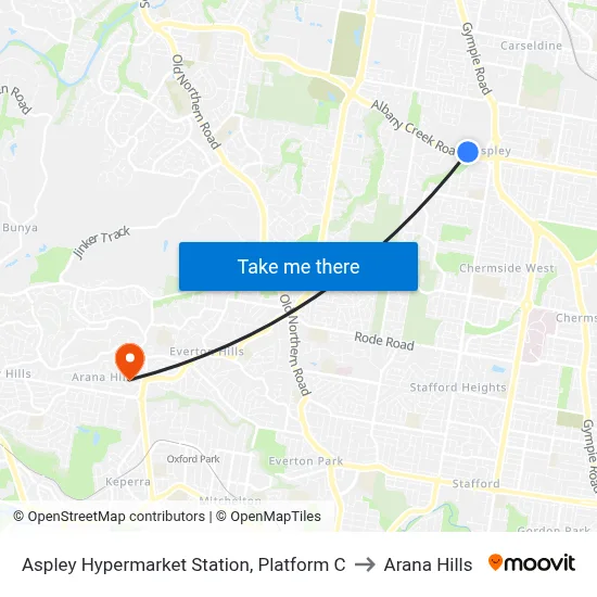Aspley Hypermarket Station, Platform C to Arana Hills map