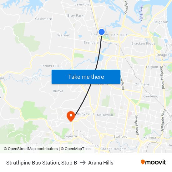 Strathpine Bus Station, Stop B to Arana Hills map