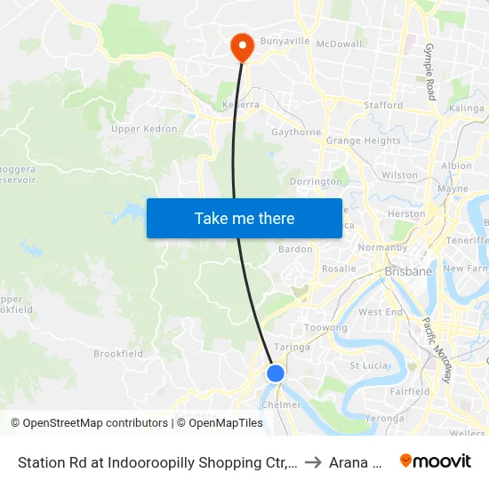 Station Rd at Indooroopilly Shopping Ctr, Stop D to Arana Hills map