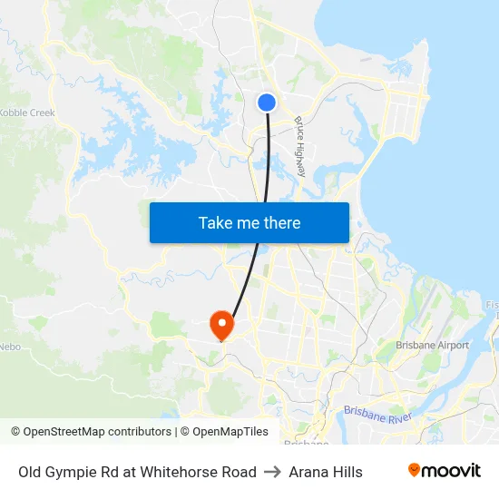 Old Gympie Rd at Whitehorse Road to Arana Hills map