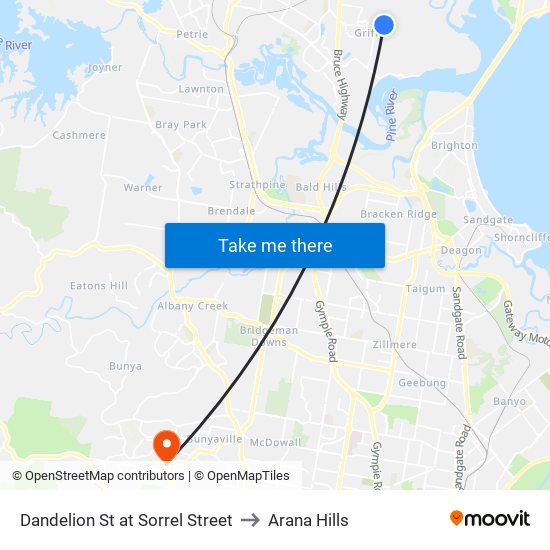 Dandelion St at Sorrel Street to Arana Hills map