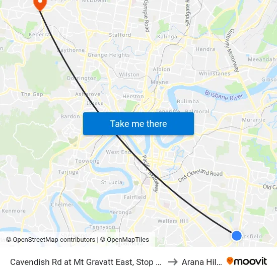 Cavendish Rd at Mt Gravatt East, Stop 60 to Arana Hills map