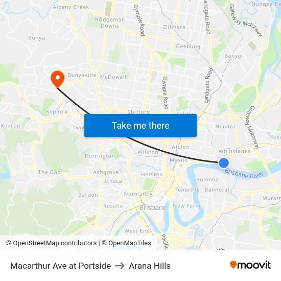 Macarthur Ave at Portside to Arana Hills map