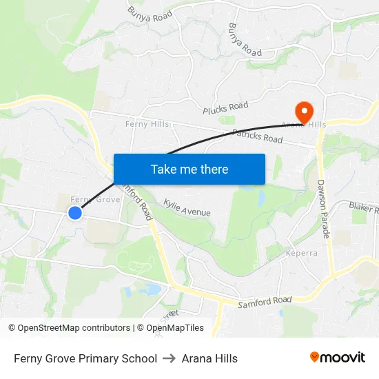 Ferny Grove Primary School to Arana Hills map