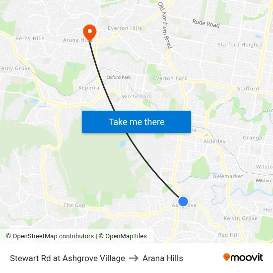 Stewart Rd at Ashgrove Village to Arana Hills map