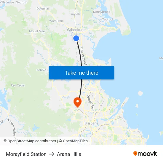 Morayfield Station to Arana Hills map