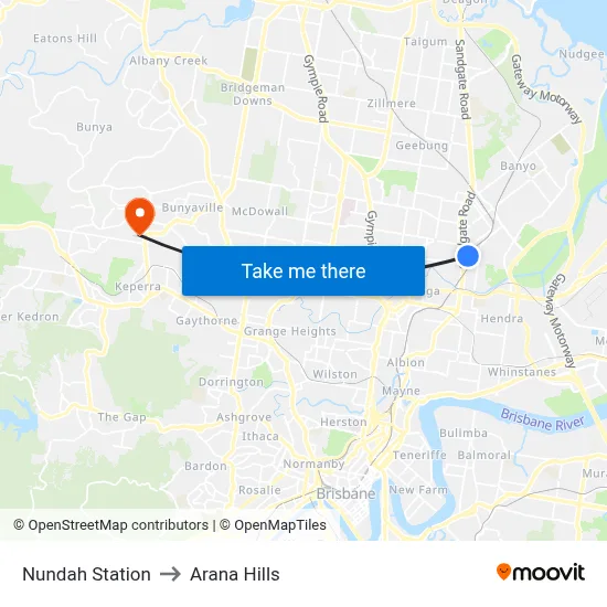 Nundah Station to Arana Hills map