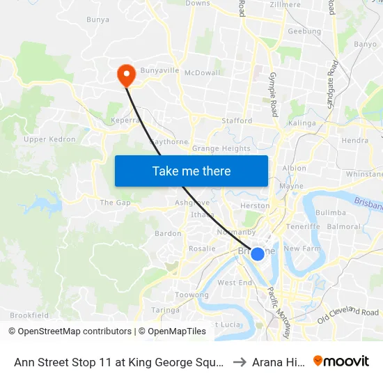 Ann Street Stop 11 at King George Square to Arana Hills map