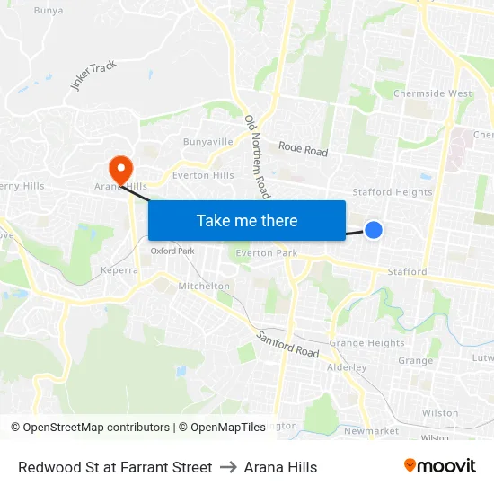 Redwood St at Farrant Street to Arana Hills map