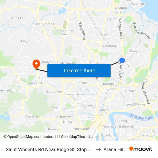 Saint Vincents Rd Near Ridge St, Stop 19 to Arana Hills map