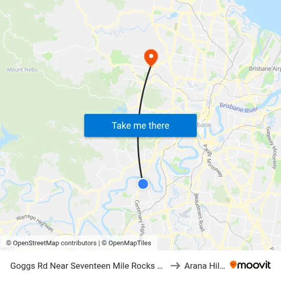 Goggs Rd Near Seventeen Mile Rocks Rd to Arana Hills map