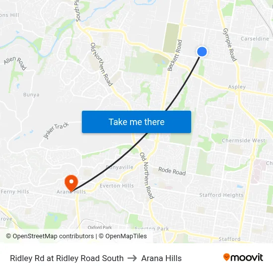 Ridley Rd at Ridley Road South to Arana Hills map