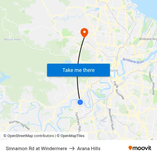 Sinnamon Rd at Windermere to Arana Hills map