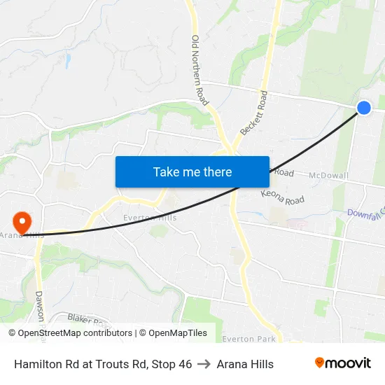 Hamilton Rd at Trouts Rd, Stop 46 to Arana Hills map