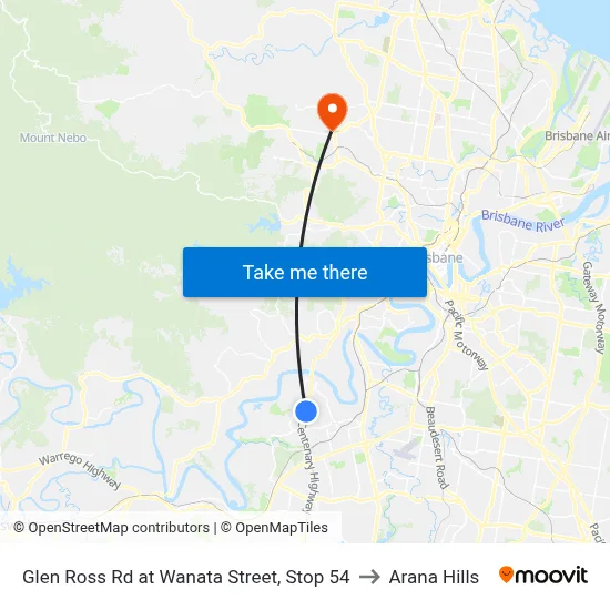 Glen Ross Rd at Wanata Street, Stop 54 to Arana Hills map